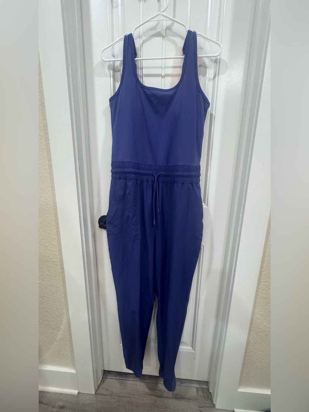 Yogalicious Sleeveless Scoop-Neck Jumpsuit in Royal Blue
